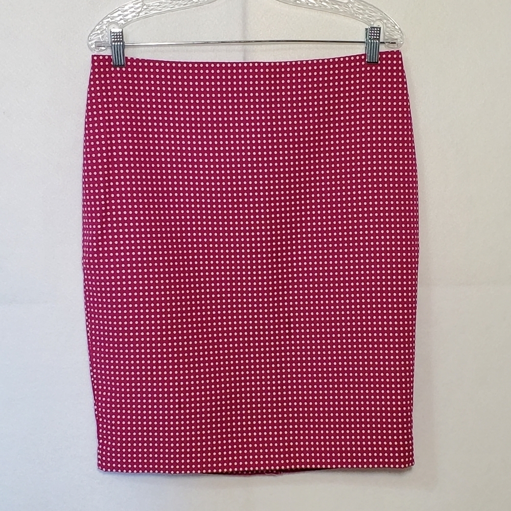 NWT Ann Taylor Size 10 Magenta/White Dot Pattern Skirt